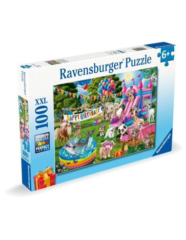 RVSPC04161,Ravensburger - Puzzle petrecere aniversara cu animalute 100 piese XXL