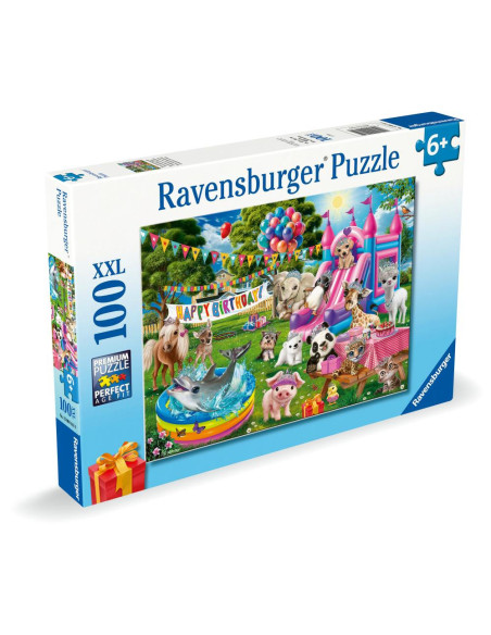 RVSPC04161,Ravensburger - Puzzle petrecere aniversara cu animalute 100 piese XXL