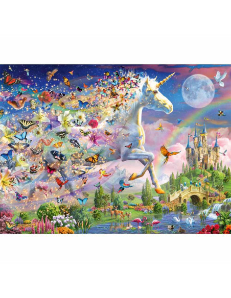 RVSPC00872,Ravensburger - Puzzle Star Line Unicorn si fluturi care lumineaza in intuneric 200 piese XXL