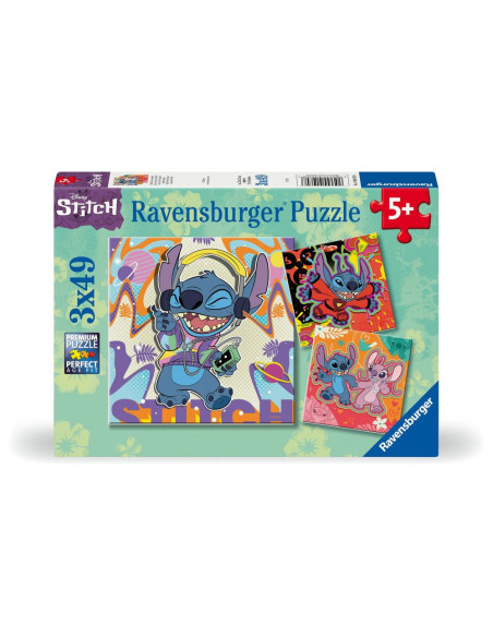 RVSPC01070,Ravensburger - Puzzle Disney Stitch in ritmul muzicii 3x49 piese