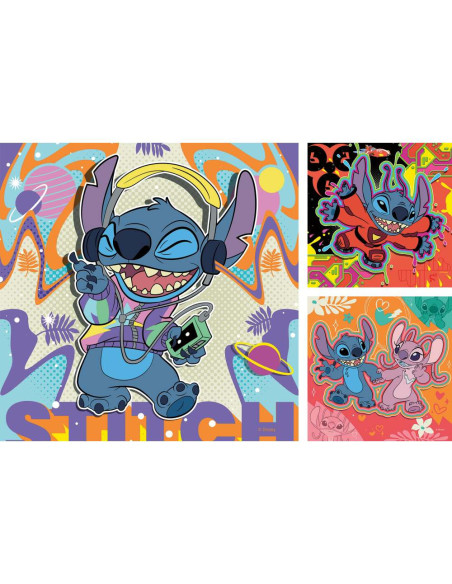 RVSPC01070,Ravensburger - Puzzle Disney Stitch in ritmul muzicii 3x49 piese
