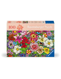 RVSPA01364,Ravensburger - Puzzle pentru varstnici fereastra flori cu sablon de imagine si suport din carton 100 piese mari XL