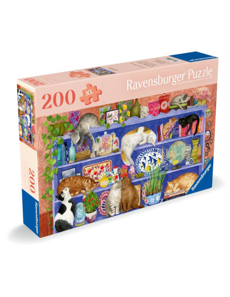 RVSPA01367,Ravensburger - Puzzle pentru varstnici pisicute pe raft cu sablon de imagine si suport din carton 200 piese mari XL
