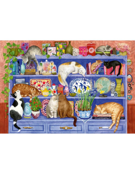 RVSPA01367,Ravensburger - Puzzle pentru varstnici pisicute pe raft cu sablon de imagine si suport din carton 200 piese mari XL