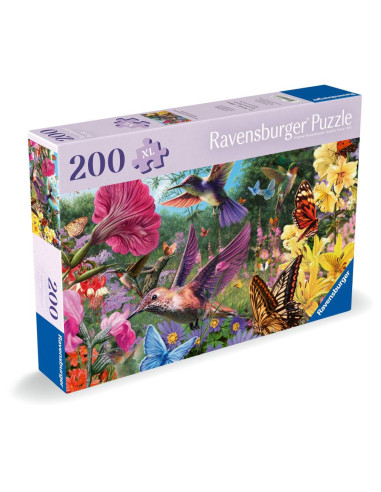 RVSPA01369,Ravensburger - Puzzle pentru varstnici pasari Colibri si fluturi cu sablon de imagine si suport din carton 200 piese 