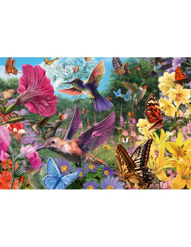 RVSPA01369,Ravensburger - Puzzle pentru varstnici pasari Colibri si fluturi cu sablon de imagine si suport din carton 200 piese 