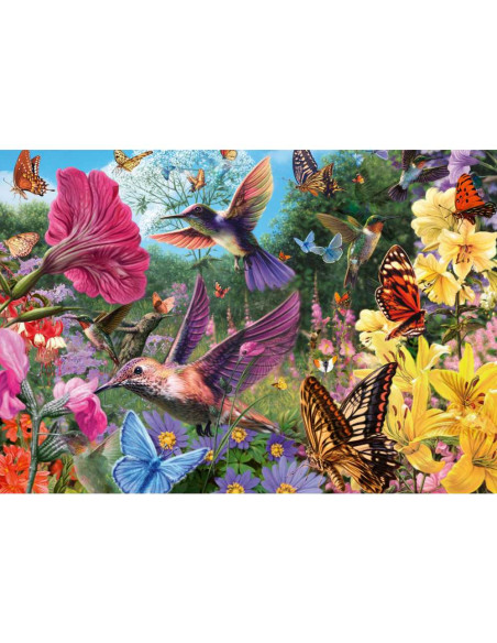 RVSPA01369,Ravensburger - Puzzle pentru varstnici pasari Colibri si fluturi cu sablon de imagine si suport din carton 200 piese 