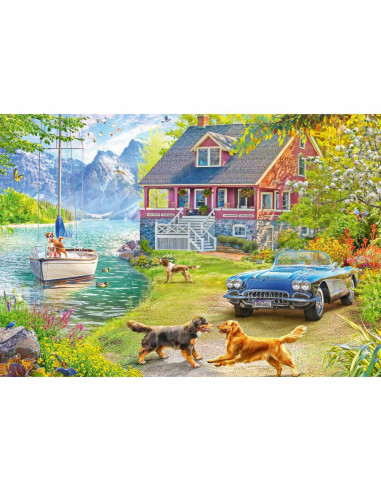 RVSPA01370,Ravensburger - Puzzle pentru varstnici casa pe malul lacului cu sablon de imagine si suport din carton 200 piese mari