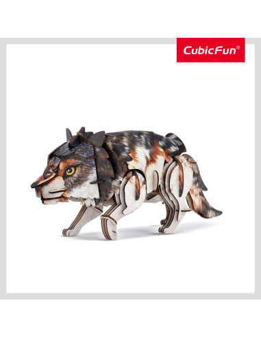CUDS1073h,Cubic Fun - National Geographic Animale Salbatice Puzzle 3D Lup Cenusiu 58 piese