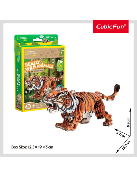 CUDS1071h,Cubic Fun - National Geographic Animale Salbatice Puzzle 3D Tigru Siberian 87 piese
