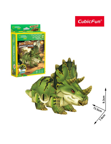 CUDS1168h,Cubic Fun - National Geographic Dinozauri Puzzle 3D Triceratops 61 piese