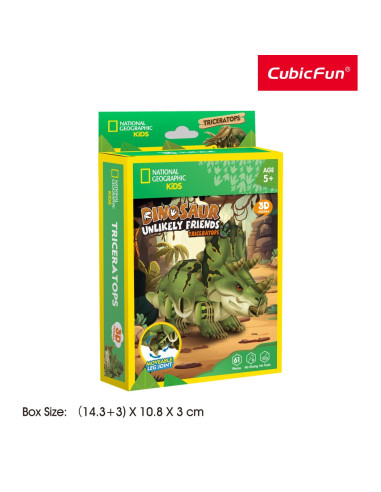 CUDS1168h,Cubic Fun - National Geographic Dinozauri Puzzle 3D Triceratops 61 piese