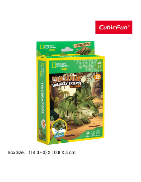 CUDS1168h,Cubic Fun - National Geographic Dinozauri Puzzle 3D Triceratops 61 piese