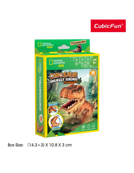 CUDS1169h,Cubic Fun - National Geographic Dinozauri Puzzle 3D Tiranozaur 47 piese