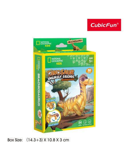 CUDS1170h,Cubic Fun - National Geographic Dinozauri Puzzle 3D Brahiozaur 54 piese