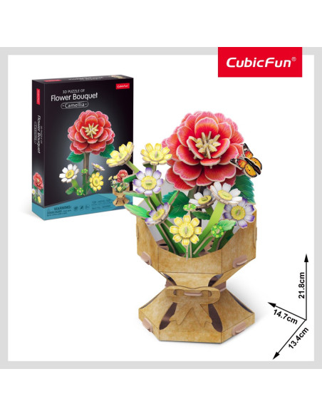 CUW3302h,Cubic Fun - Buchet de flori 3D Camelie 109 piese
