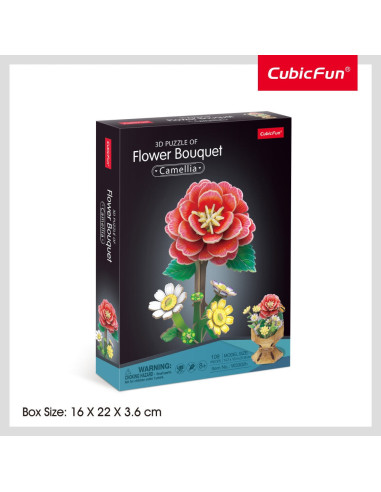 CUW3302h,Cubic Fun - Buchet de flori 3D Camelie 109 piese