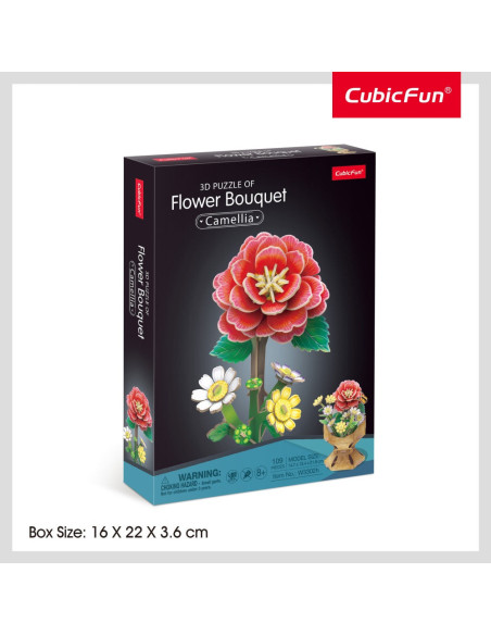 CUW3302h,Cubic Fun - Buchet de flori 3D Camelie 109 piese