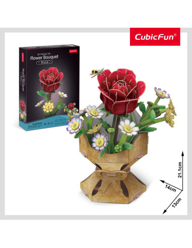 CUW3301h,Cubic Fun - Buchet de flori 3D Trandafir 120 piese