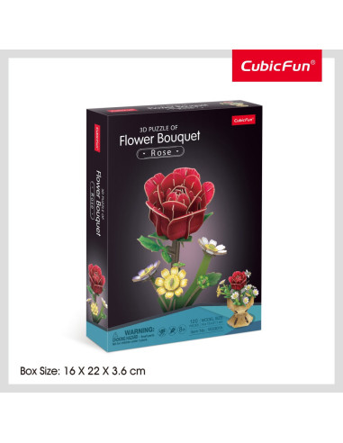 CUW3301h,Cubic Fun - Buchet de flori 3D Trandafir 120 piese