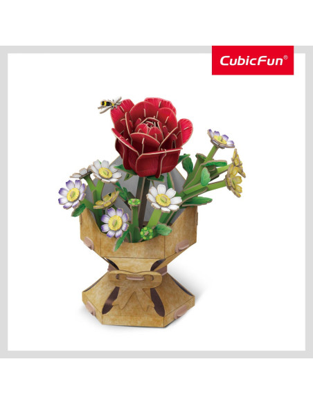 CUW3301h,Cubic Fun - Buchet de flori 3D Trandafir 120 piese