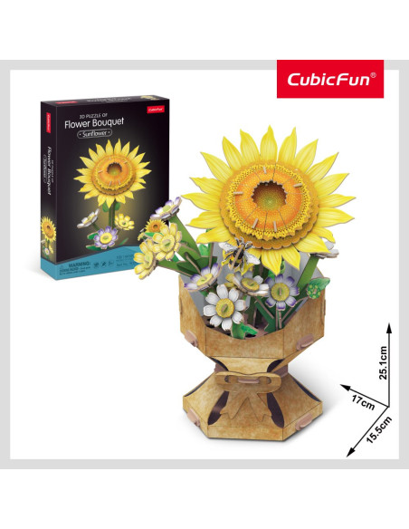 CUW3303h,Cubic Fun - Buchet de flori 3D Floarea Soarelui 102 piese