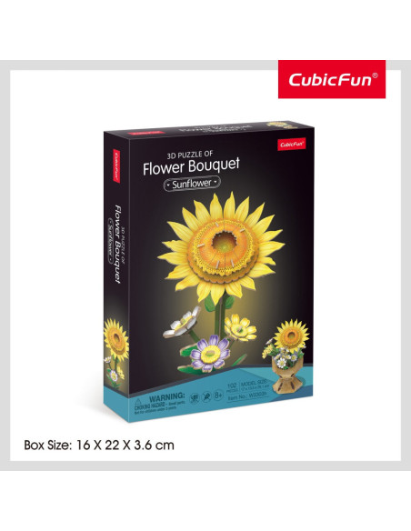 CUW3303h,Cubic Fun - Buchet de flori 3D Floarea Soarelui 102 piese