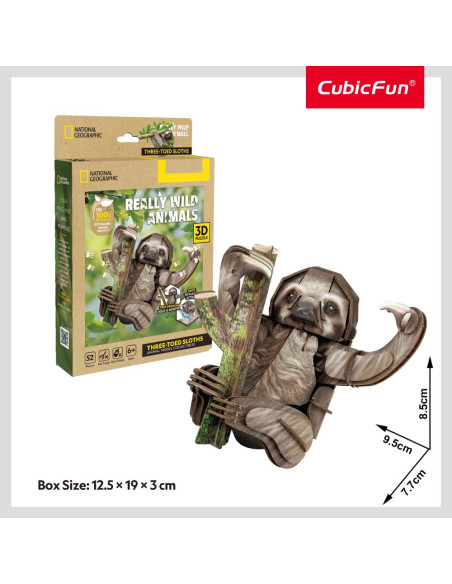 CUDS1175h,Cubic Fun - National Geographic Animale Salbatice Puzzle 3D Lenes cu trei degete 52 piese