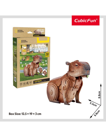 CUDS1177h,Cubic Fun - National Geographic Animale Salbatice Puzzle 3D Capibara 56 piese