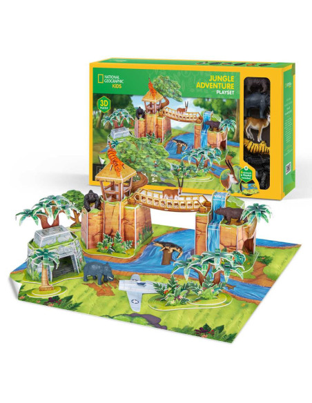 CUDS1077h,Cubic Fun - National Geographic Set de joaca 3D aventura in jungla 65 piese