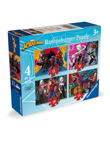 RVSPC04201,Ravensburger - Puzzle Marvel Spiderman 4 buc in cutie 12 16 20 24 piese