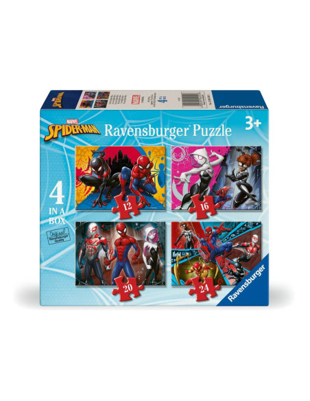 RVSPC04201,Ravensburger - Puzzle Marvel Spiderman 4 buc in cutie 12 16 20 24 piese