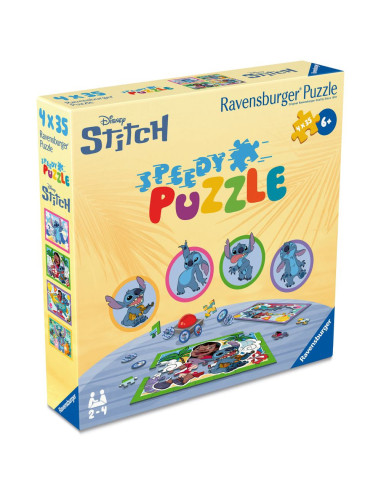 RVSPC04178,Ravensburger - Puzzle interactiv cu buton sonor pentru testarea rapiditatii Disney Stitch 4x35 piese