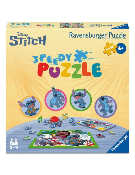 RVSPC04178,Ravensburger - Puzzle interactiv cu buton sonor pentru testarea rapiditatii Disney Stitch 4x35 piese