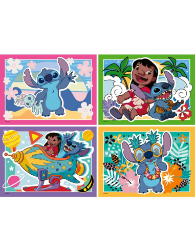 RVSPC04178,Ravensburger - Puzzle interactiv cu buton sonor pentru testarea rapiditatii Disney Stitch 4x35 piese