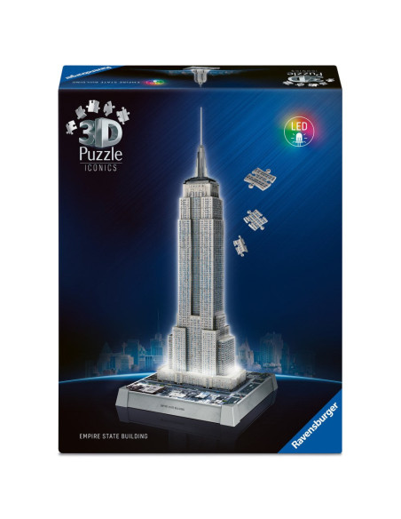 RVS3D08026,Ravensburger - Puzzle 3D iconic Empire State Building cu LED 216 piese model de colectie in miniatura