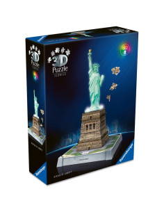RVS3D08027,Ravensburger - Puzzle 3D iconic Statia Libertatii cu LED 108 piese model de colectie in miniatura