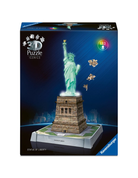 RVS3D08027,Ravensburger - Puzzle 3D iconic Statia Libertatii cu LED 108 piese model de colectie in miniatura