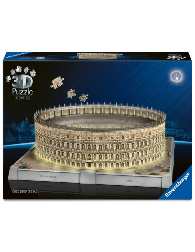 RVS3D08034,Ravensburger - Puzzle 3D iconic Colosseum cu LED 216 piese model de colectie in miniatura