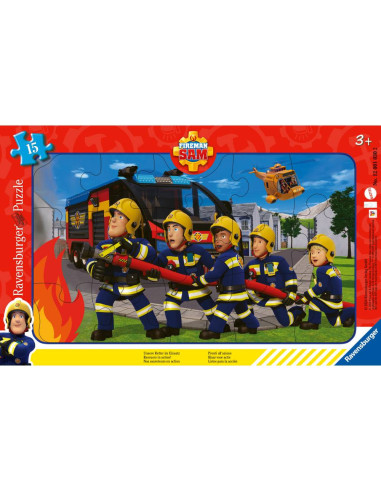RVSPC01030,Ravensburger - Puzzle tip rama pompierul Sam 15 piese