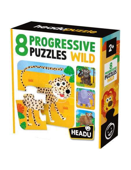 HE55607,Headu - 8 puzzleuri progresive animale salbatice