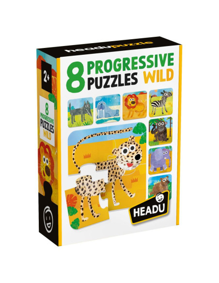 HE55607,Headu - 8 puzzleuri progresive animale salbatice
