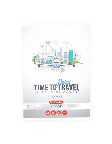 Caiet Herlitz A4, 60 file, 70g/mp, matematica, colturi rotunjite, Motiv travel