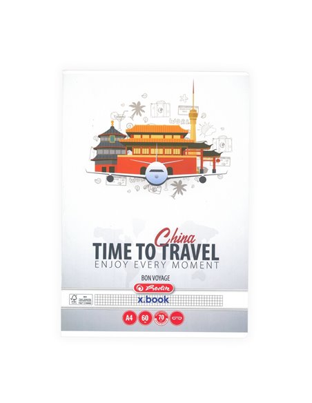 Caiet Herlitz A4, 60 file, 70g/mp, matematica, colturi rotunjite, Motiv travel