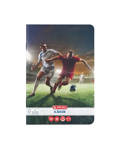 Caiet Herlitz A5, 48 file, 70g/mp, matematica, colturi rotunjite, Motiv fotbal