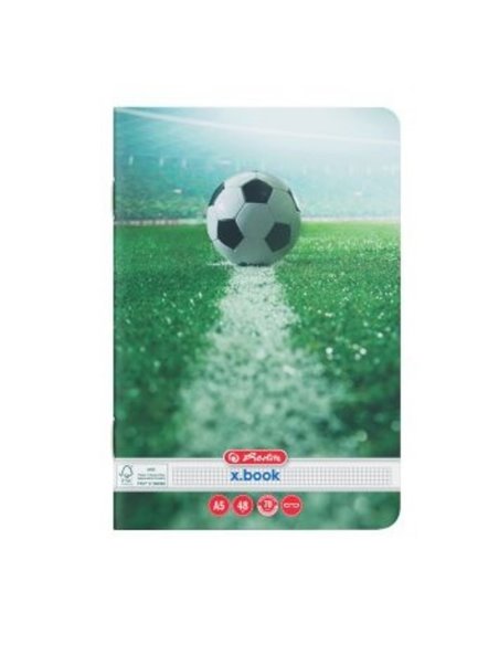 Caiet Herlitz A5, 48 file, 70g/mp, matematica, colturi rotunjite, Motiv fotbal