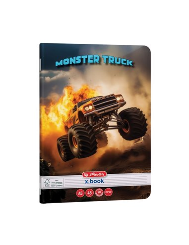 Caiet Herlitz A5, 48 file, 70 g/mp, dictando, colturi rotunjite, Motiv monster truck