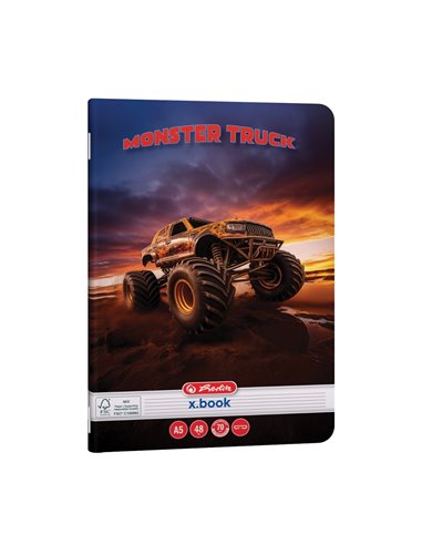 Caiet Herlitz A5, 48 file, 70 g/mp, dictando, colturi rotunjite, Motiv monster truck