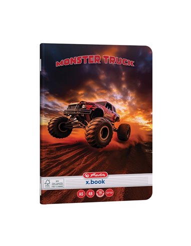 Caiet Herlitz A5, 48 file, 70 g/mp, dictando, colturi rotunjite, Motiv monster truck