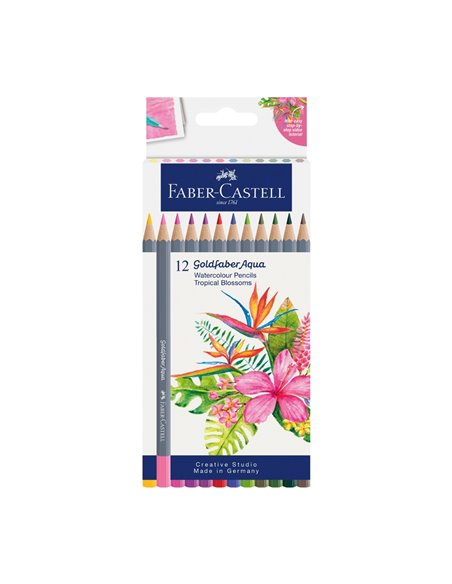 FC114610,Creioane colorate aquarelle Faber-Castell goldfaber tropical collection, 12 culori